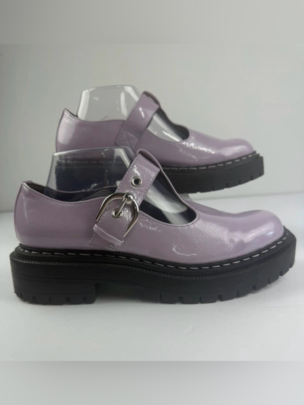 SAM EDELMAN Circus NY Amy Lilac Patent Leather Lug-Sole Mary Jane Shoes US Sz 9
